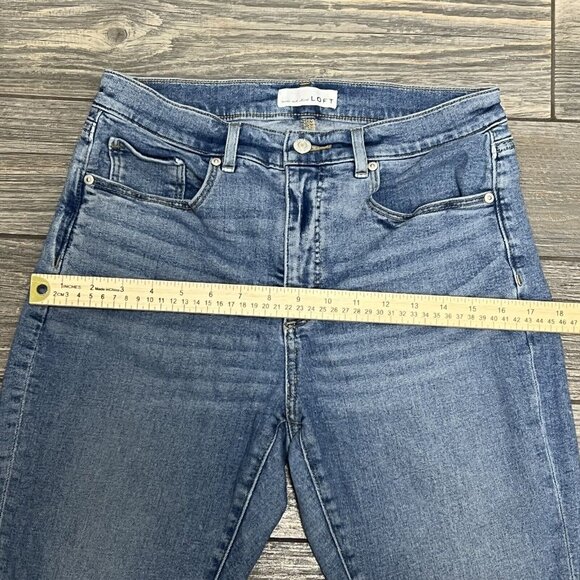 Loft Blue Jeans Women's 8 / 29 Petite Destructed High Rise Skinny Stretch Ankle - Picture 9 of 16